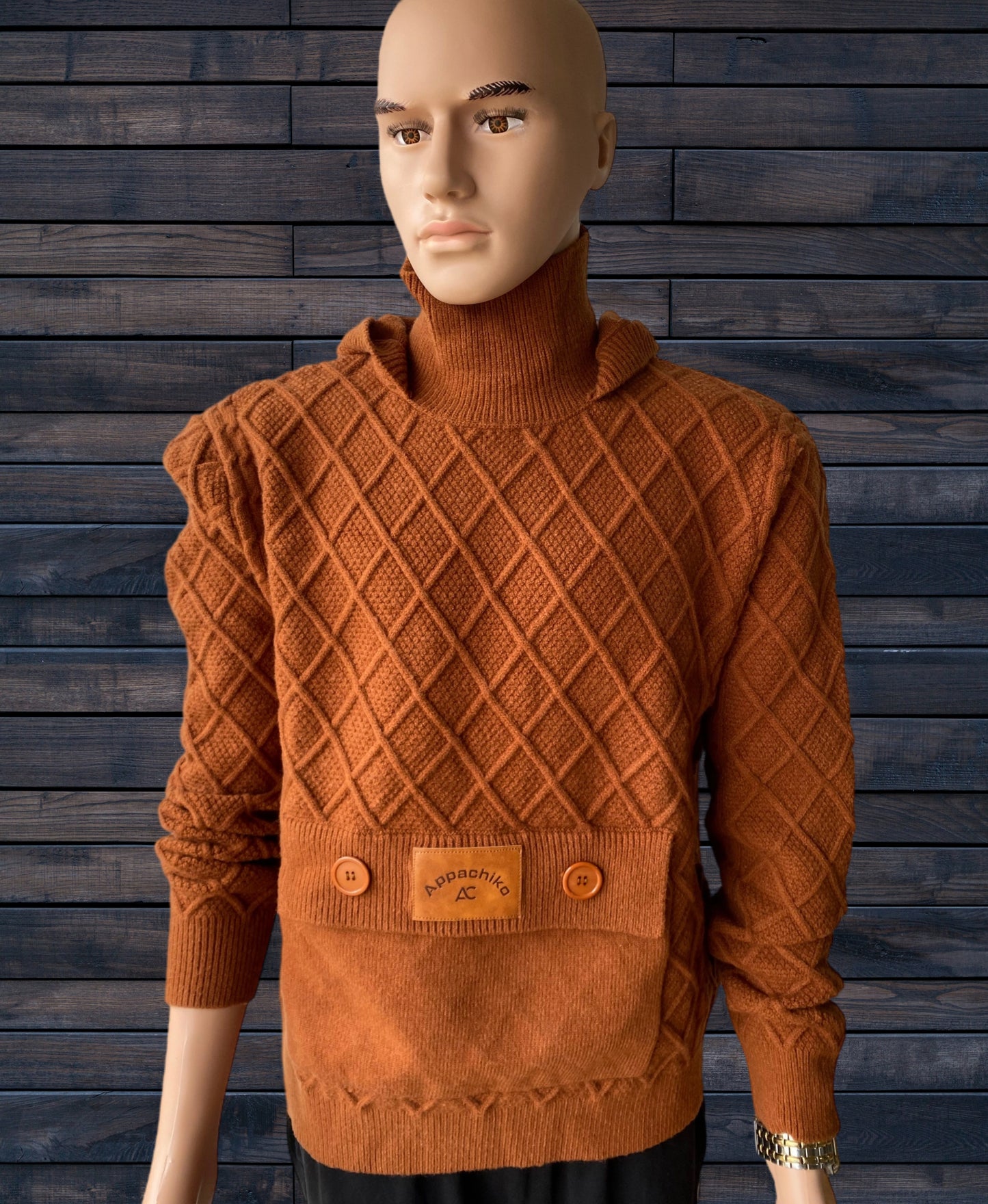 Appachiko's turtle neck hoodie thick Sweater