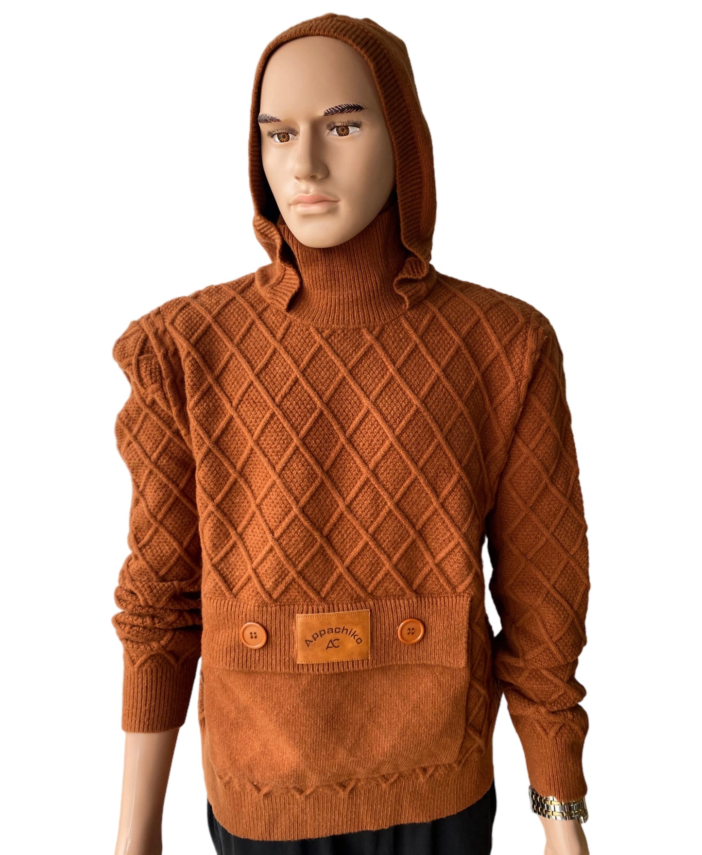 Appachiko's turtle neck hoodie thick Sweater