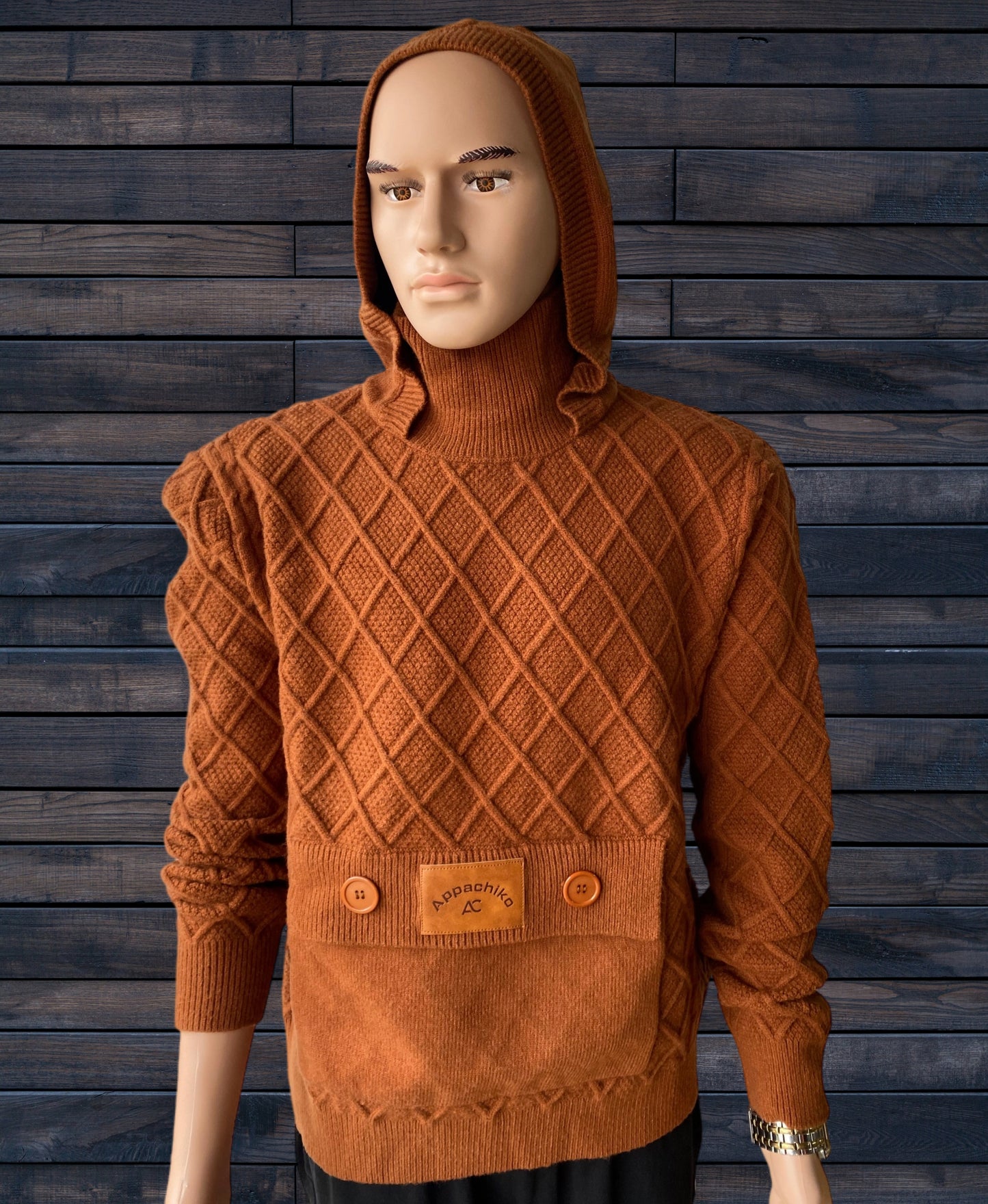 Appachiko's turtle neck hoodie thick Sweater