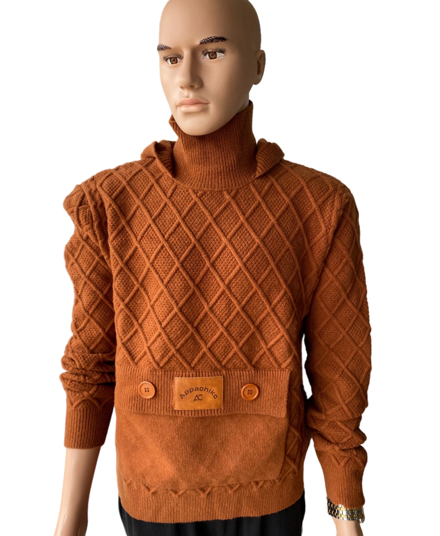 Appachiko's turtle neck hoodie thick Sweater